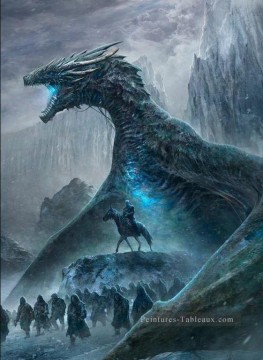 Fantaisie œuvres - Night King White Walkers et Dragon Le Trône de fer
